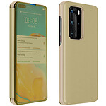 Avizar Housse Huawei P40 Pro Clapet translucide Design Miroir Support Vidéo doré