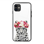 Evetane Coque iPhone 11 Coque Soft Touch Glossy Leopard Couronne Design