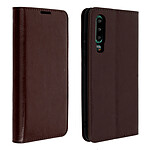 Avizar Etui folio Marron Cuir véritable pour Huawei P30