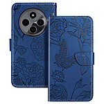 Avizar Étui pour Xiaomi Redmi 14C Portefeuille Fleur Papillon avec Dragonne Bleu Nuit