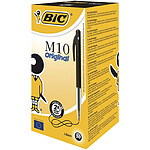 BIC Boîte de 50 stylos bille M10 rétractables pointe moyenne 1,0 mm noir