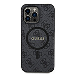 Guess Coque de Protection pour iPhone 15 Pro MagSafe Imprimé 4G Noir