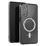 Avizar Coque Diamant pour Samsung Galaxy A15 MagSafe Contour Strass Noir