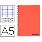 LIDERPAPEL Cahier spirale a5 micro wonder 240 pages 90g 5x5mm 6 trous 5 bandes couleurs rouge x 20