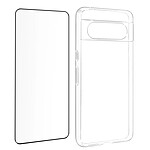 Avizar Coque pour Google Pixel 8 Silicone Gel et Verre Trempé Bord Biseauté Noir