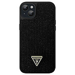 Guess Coque Strass pour iPhone 15 Bords Sureleves Traingle Diamond Noir