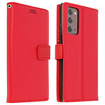 Avizar Housse Samsung Galaxy Note 20 Porte-carte Fonction Support Vidéo Dragonne Rouge