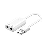 Avizar Carte Son Externe USB vers Jack 3.5mm Audio et Microphone Son de Qualité Blanc