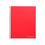 LIDERPAPEL Cahier spirale Jolly A4 280p 75g quadrillé 5x5mm microperforé 4 trous - Rouge