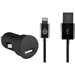 BigBen Connected Chargeur voiture USB A 2.4A FastCharge + Câble USB A/Lightning Noir