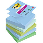 POST-IT Pack de 5 Bloc-note adhésif Super Sticky Z-Notes, 76 x 76 mm Oasis