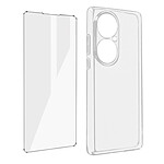 Avizar Coque pour Huawei P50 Pro Silicone Souple et Film Verre Trempé 9H  transparent