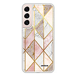 Evetane Coque Samsung Galaxy S22 5G 360 intégrale transparente Motif Marbre Rose Losange Tendance