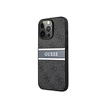 Guess Coque pour Apple iPhone 13 Pro PU 4G Stripe Gris