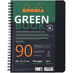 RHODIA Cahier à spirale GREENBOOK, A5+, quadrillé, noir