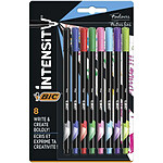 BIC Blister de 8 Stylos Feutre Fineliner Intensity Pte Baguée métal Fine 0,4mm Assortis