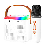 Avizar Mini Enceinte Bluetooth LED avec Micro Sans Fil Kit Karaoke Portable Blanc