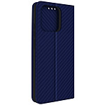 Avizar Etui pour Xiaomi Redmi 12C effet carbone clapet magnétique support vidéo  Bleu