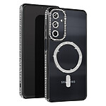 Avizar Coque Diamant pour Samsung Galaxy A25 MagSafe Contour Strass Noir