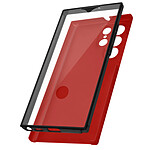 Avizar Coque pour Samsung Galaxy S22 Ultra Intégrale Arrière Rigide Transparent et Avant Souple  rouge