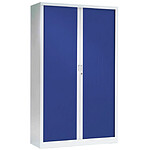 VINCO Armoire Monobloc FUN H198xL120xP43 cm 4 Tablettes Blanc Rideaux Bleu