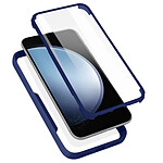 Avizar Coque pour Samsung Galaxy A03 Dos Plexiglas Avant Polymère Coins Renforcés  Contour bleu