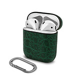 Coque AirPods Aspect Cuir Croco Mousqueton Magnétique Devia Lux Series Vert