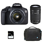 CANON EOS 2000D + 18-55 IS II + 55-250 IS + Sac + SD 4Go