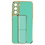 Avizar Coque pour Samsung Galaxy S22 Plus Silicone flashy Béquille pliable Système magnétique bleu