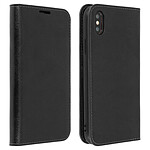 Avizar Etui folio Noir Cuir véritable pour Apple iPhone XS Max