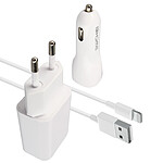 Avizar Pack Chargeur Secteur et Allume Cigare PD 3.0 2.1A avec Câble Lightning