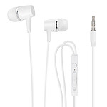 Écouteurs Filaires Jack 3.5mm Son Clair Micro et Télécommande Câble Plat Blanc