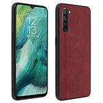 Avizar Coque Oppo Find X2 Lite Rigide Contour Bumper Silicone Effet Cuir Rouge