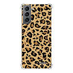 Evetane Coque Samsung Galaxy S21 5G anti-choc souple angles renforcés transparente Motif Léopard Beige .