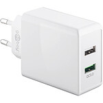 Double chargeur rapide USB QC3,0 28W - Blanc - Goobay