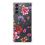 Evetane Coque Samsung Galaxy S21 5G anti-choc souple angles renforcés transparente Motif Fleurs Multicolores .