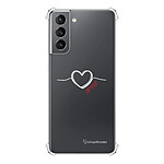 LaCoqueFrançaise Coque Samsung Galaxy S21 5G anti-choc souple angles renforcés transparente Motif Coeur Blanc Amour .