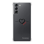 LaCoqueFrançaise Coque Samsung Galaxy S21 5G anti-choc souple angles renforcés transparente Motif Coeur Noir Amour .