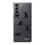 Evetane Coque Samsung Galaxy S21 5G anti-choc souple angles renforcés transparente Motif Chat Lignes .