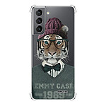 Evetane Coque Samsung Galaxy S21 5G anti-choc souple angles renforcés transparente Motif Tigre Fashion .
