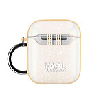 Karl Lagerfeld Coque pour Apple Airpods Silicone gel Pailletée Choupette Ikonik Rose champagne