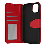 Avizar Housse iPhone 13 Mini Cuir premium Porte-carte Fonction support Vidéo rouge