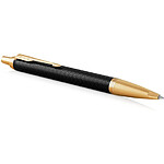 PARKER Stylo bille IM PREMIUM Noir attributs chromés. Pointe fine. Encre bleue.