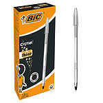 BIC Stylo bille CRISTAL SHINE Pointe Moyenne 1 mm Noir Corps Argent x 20