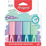 MAPED Surligneur FLUO'PEPS Glitter PASTEL, étui carton de 4