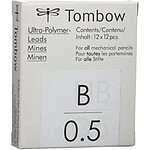 TOMBOW Etui de 12 Mines pour porte-mine pointe calibrée 0,5 mm dureté B x 12