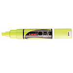 UNI-BALL Marqueur craie Pointe biseautée large CHALK Marker PWE8K 8mm Jaune Fluo x 6