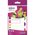 AVERY Sachet de 24 Étiquettes Autocollantes  Auto-Plastifiées Multicolores Fluos