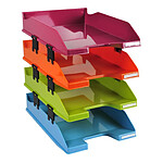EXACOMPTA Set de 4 corbeilles à courrier COMBO MIDI Iderama arlequin glossy