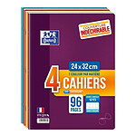 OXFORD Lot de 4 cahiers Infinium Couverture Indéchirable 24x32 cm 96 pages 90g Séyès